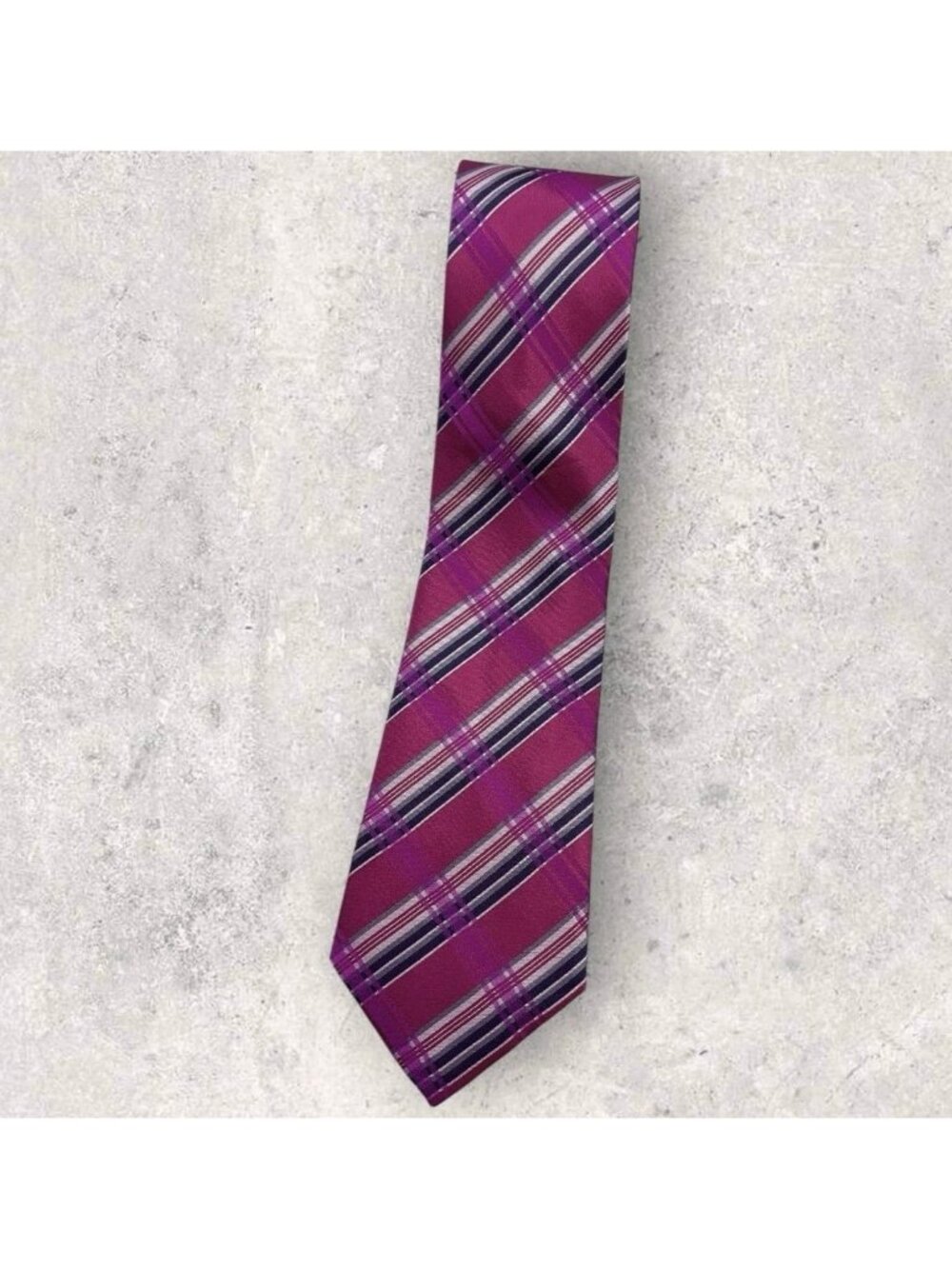 JOOP! Silk Tie ITALY XL Pink Purple Gray Tartan W:3.1" EUC